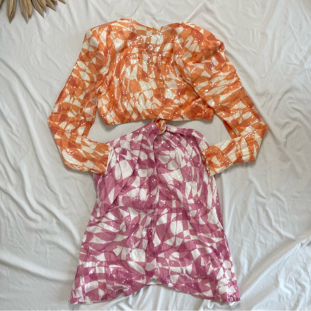 Eloquii Orange and Pink Tie-Front Mini Dress - Picture 11 of 13